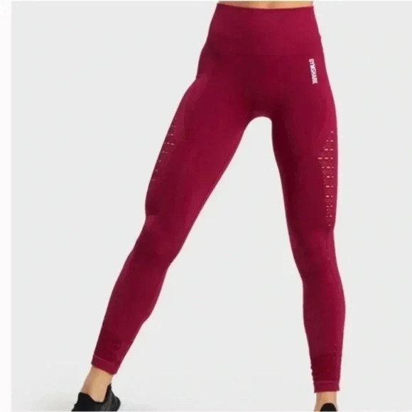 Gymshark Women’s Seamless Energy High Waisted Leggings Beet Red Full Length XS - Picture 7 of 16